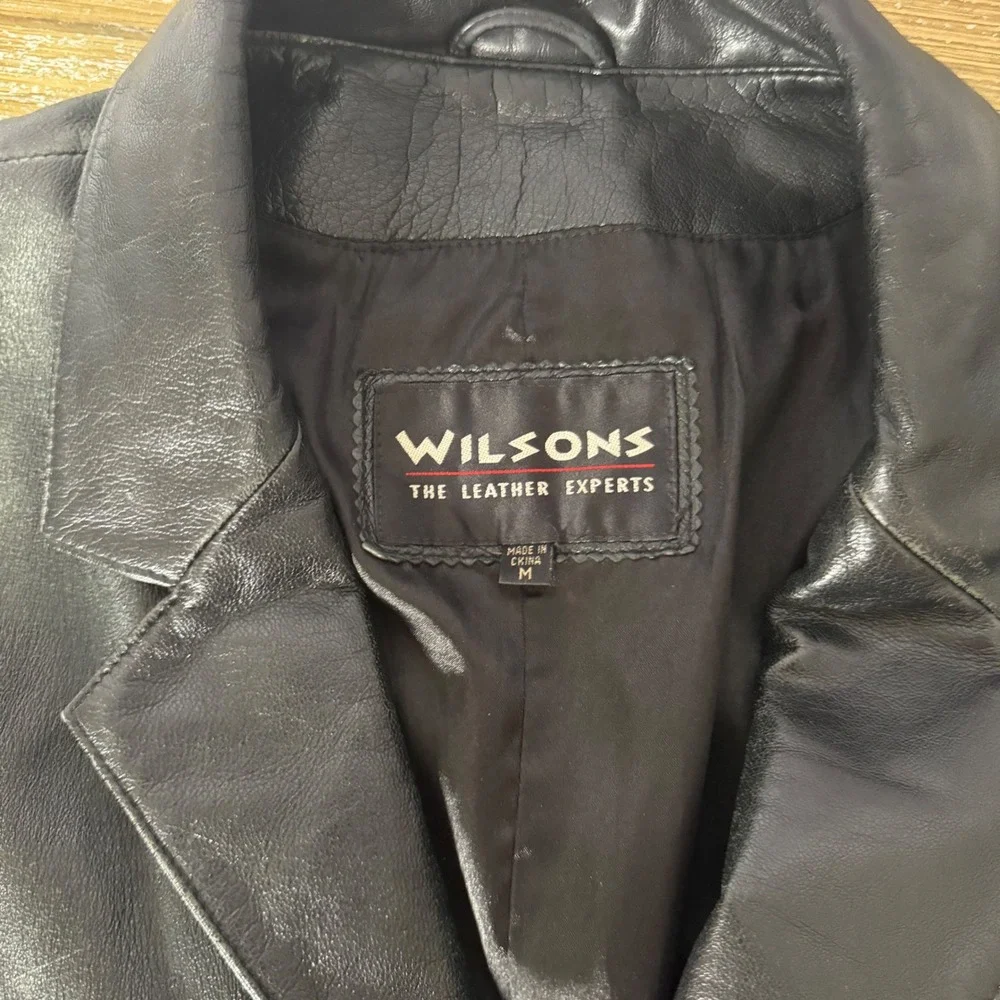 Vintage Wilsons The Leather Experts Mens Black Leather Blazer Jacket  Size M